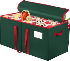Christmas Ornament Storage Box, Holds Up to 128 Ornaments with Adjustable Divide