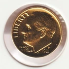 24k Gold Plate Rare Old US 1981 Liberty Roosevelt Dime Collector Collection Coin