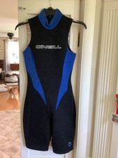 Vtg 90s O'NEILL Shorty Wetsuit 7433 Black/Blue USA Swim Surf Size 8, Medium