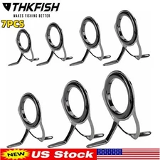 THKFISH 7pc Fishing Rod Repair Kit Rod Tip Repair Kit Rod Guides Replacement Set