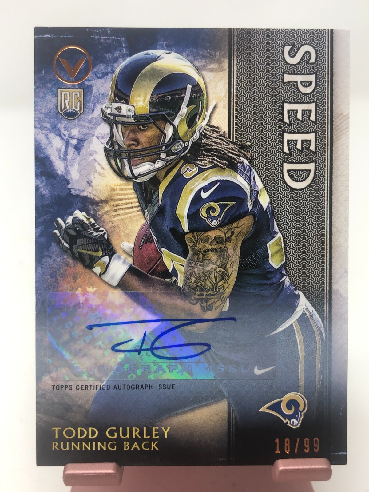 2015 TOPPS VALOR #181 TODD GURLEY SPEED ROOKIE AUTO RC LOS ANGELES RAMS 18/99