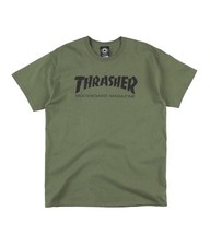 Thrasher SKATE MAG Army Green Black Print Logo Standard Fit S/S Men's T-Shirt
