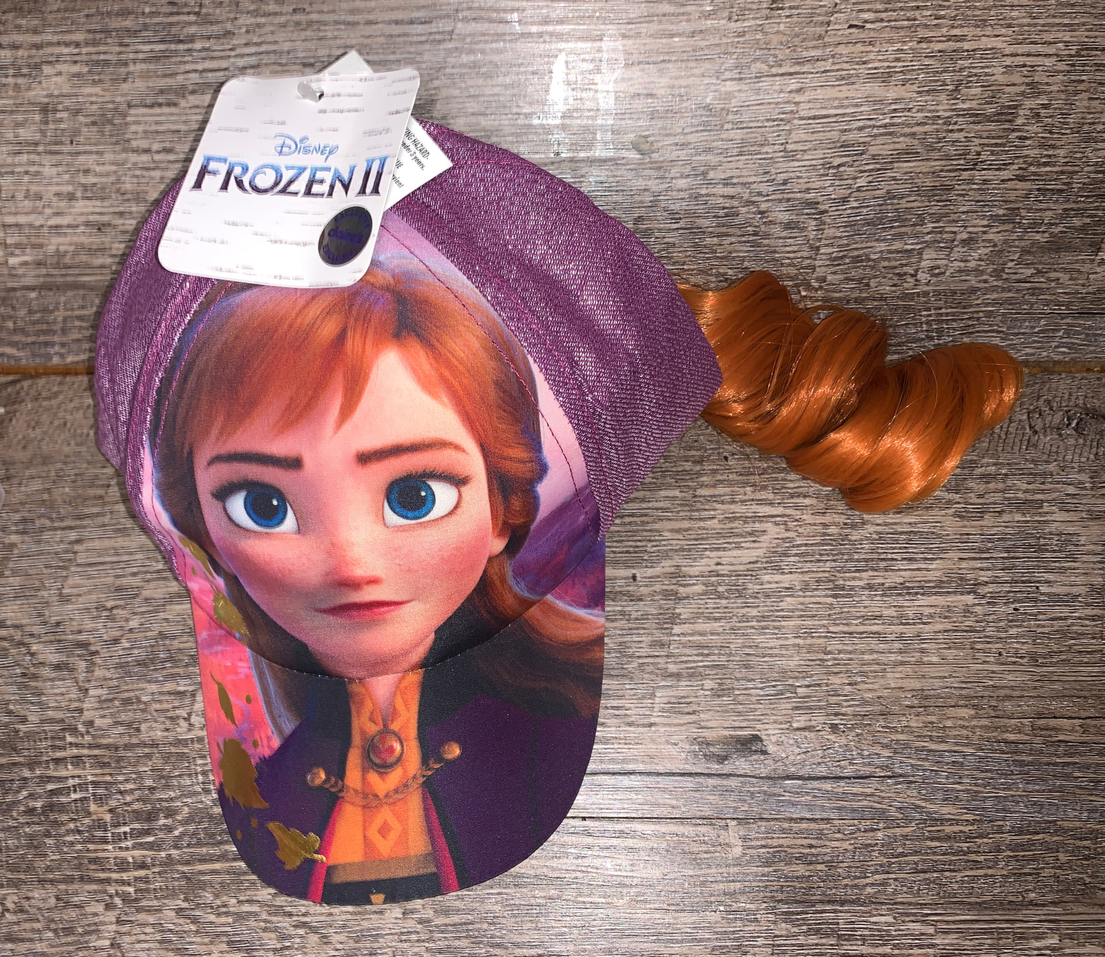 Cappellino da baseball Disney Frozen II Anna bambina con parrucca pony capelli finti Claire's nuovo con etichette