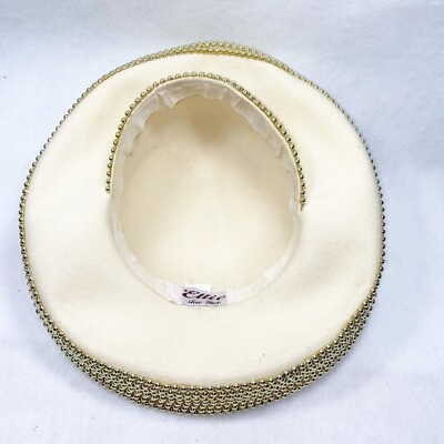 Ellie Fine Hats Cream & Gold Dramatic Wool Hat s-l400.jpg main image 4
