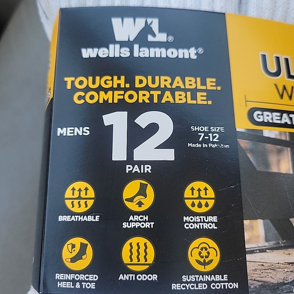 Men’s Wells Lamont Ultimate Crew Work Socks Size 712 12Pairs White eBay