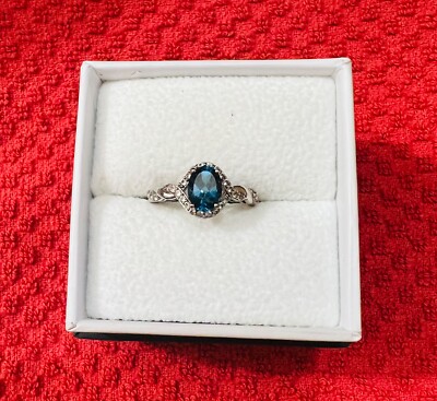 1.72 Carat Genuine London Blue & White Topaz Ring in Sterling Silver ...