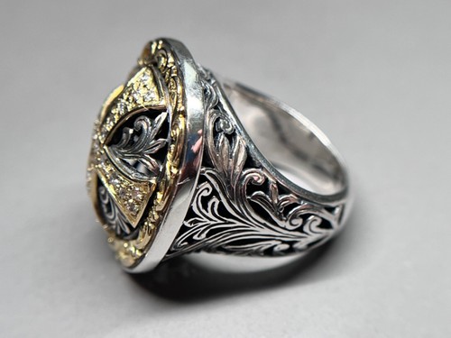 Anillo Cruz Diamantes Oro Esterlina y 18K CONSTANTINO Mujer Talla 5.5 - Imagen 2 de 6
