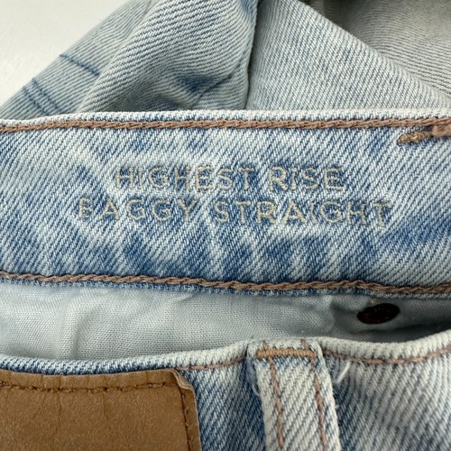 American Eagle Highest Rise Baggy Straight Slanted Zipper Women size 4 Blue Jean - Picture 3 of 6