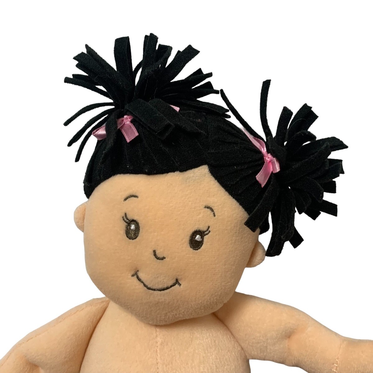 2008 Baby Stella Doll Black Pigtails Plush Manhattan Toy Asian? NO OUTFIT  *READ*