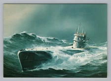 Submarine Ocean Waves German Marine Artist Gunther Todt Art Reprint Postcard