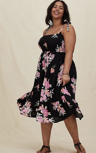 Womens Torrid Black Floral Challis Tie 