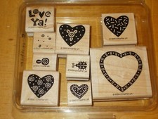 Stampin'Up LOVE YA wood mounted stamp set VGC