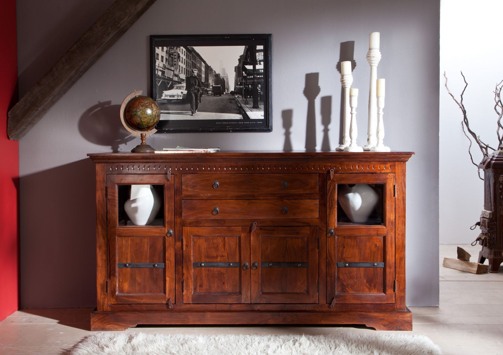 Sideboard Akazie Massivholz Kommode Schrank Akazienholz massiv kolonialstil