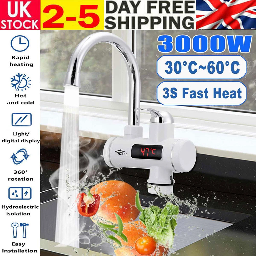 220V 3000W EU Plug Instant Electric Water Tap Heater Shower Digital (Below)  | eBay