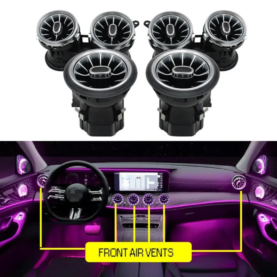 Luz de ambiente 2/6/8 piezas para Mercedes Benz Clase E W213 E300 E63S 2017-22 ventilación de CA Foto 3 de 4