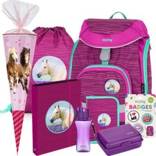 Pferde Horse Schulranzen Tornister Ranzen Rucksack Set Schultüte und Patches