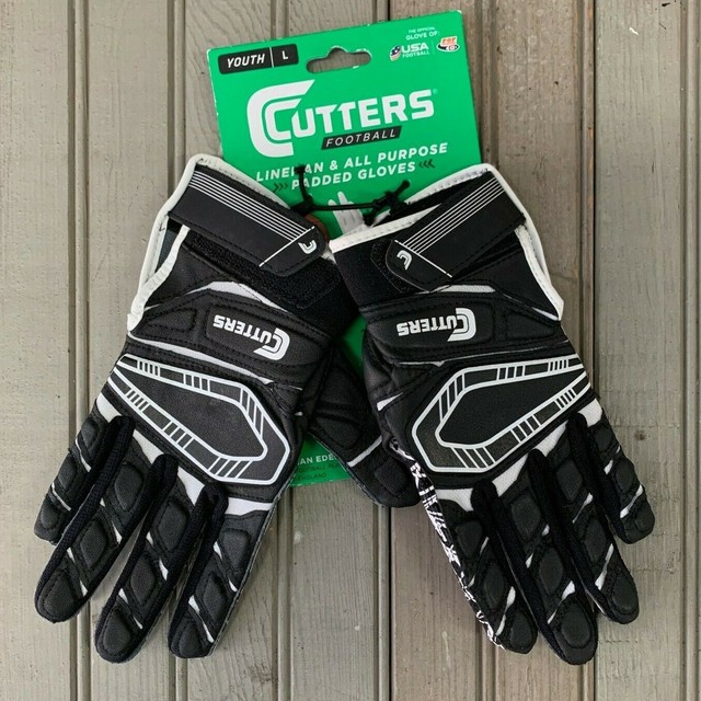 Cutters Football Game Day Padded Gloves Lineman & All Purpose Black