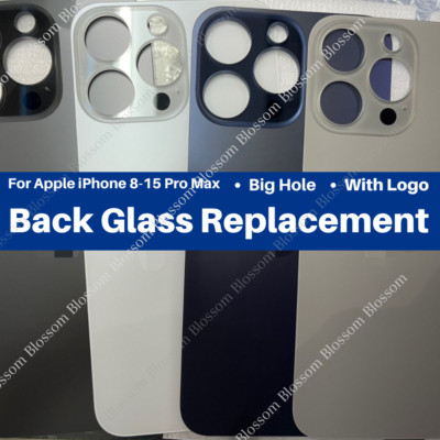 Lot For iPhone 15 14 13 12 11 XS XR 8 Back Glass Replacement Big Hole Rear Cover