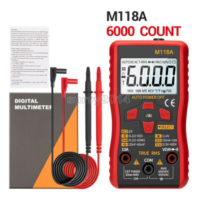 M118A True RMS Digital Multimeter Amp Ohm Voltage Resistance Tester Meter AC/DC