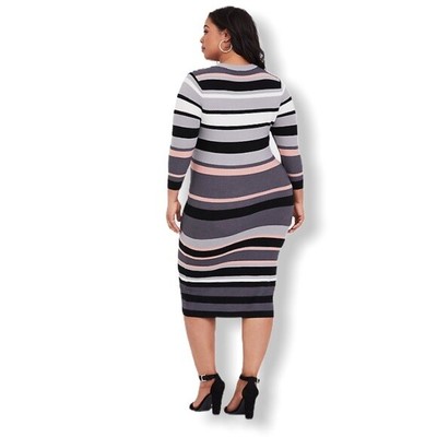 striped midi sweater dress