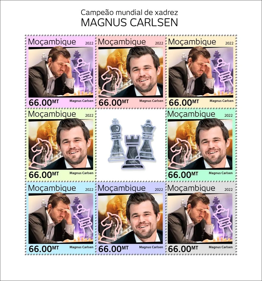 Mozambique Stamps 2022 MNH World Chess Champion Magnus Carlsen M/S 8 Stamps