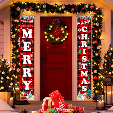 Christmas Decorations Red Black Buffalo Plaid Sign Set Festival Merry Christmas