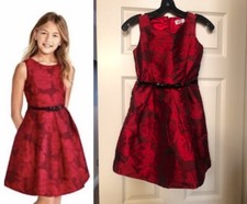 Children's Place Holiday Christmas Red Sleeveless Dress Belt Girl's Formal 10