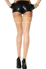 sexy MUSIC LEGS thick LACE tops SHEER back SEAMS thigh HIGHS stockings PANTYHOSE