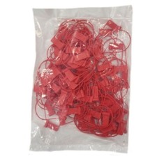 100-Pieces HCL Pull-Tight Padlock Seals Unnumbered 7.375" Red 7808