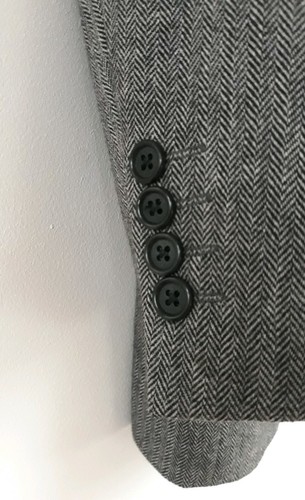 Austin Reed Grey Wool Cashmere Herringbone Suit Jacket -Mens 42R Made In England - Picture 11 of 12