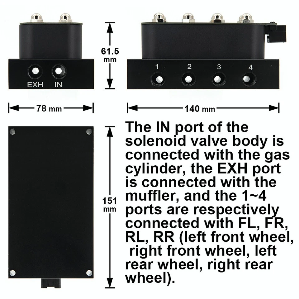 Air Ride 12v 8 Solenoid Valve Manifold Airride Suspension Control Harness - Image 4 of 4