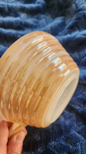 Fire King Iridescent Peach Luster Oven Ware Soup Bowl with Handle - Set of 2! - Picture 8 of 9