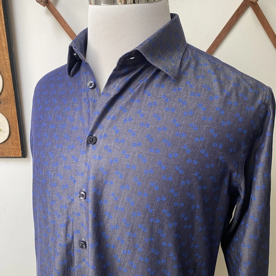 Camisa de vestir floral Tallia Mason Fit para hombre cuello recortado talla 16-16,5 34/35 Foto 4 de 4