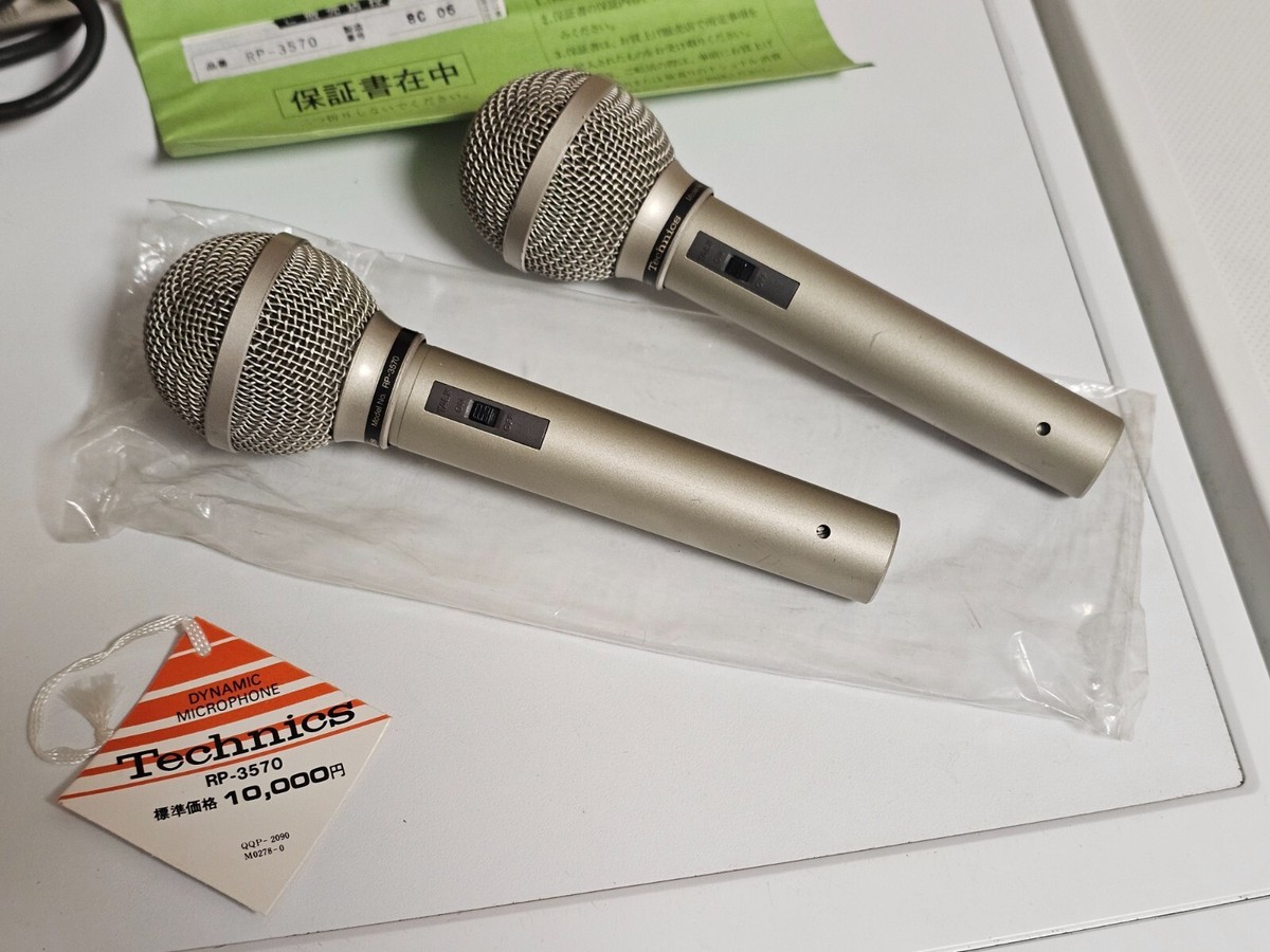 2x Vintage Microphone Technics RP-3570 + 2x 5m cable (xlr-6.3jack