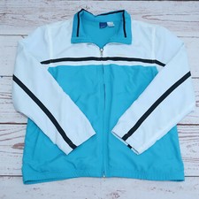 NEW Reebok Blue  White Color Block Windbreaker Jacket Women Size Large