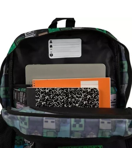 Minecraft Creeper 16" Reflective Tabs Backpack School Laptop Travel Bookbag NWT - Picture 5 of 5