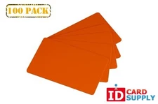 Pack of 100 Orange CR80 Standard Size PVC Cards | 30 mil Thickness by easyIDea