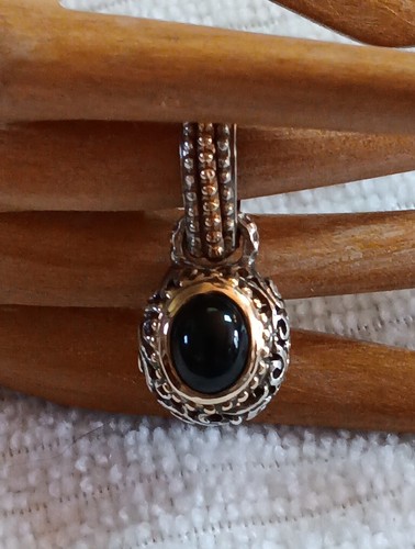 ALWAND VAHAN Sterling & 14K Gelbgold Cabochon Onyx zweiseitiger Anhänger - Bild 8 von 9