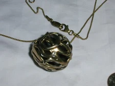 STUNNING~ HG- HAGIT GORALI ISRAEL STERLING GOLD LARGE BALL PENDANT NECKLACE!