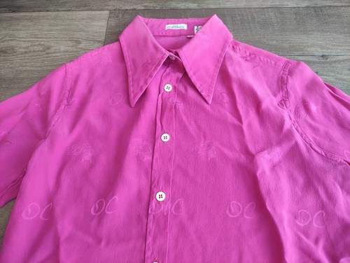 Oleg Cassini Damen Hemd Seide Rosa Design Initialen Vintage 90s Gr. 44 M - Bild 2 von 9