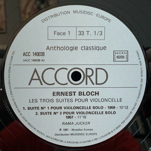 RAMA JUCKER cello - BLOCH Three Suites for Solo Cello - ACCORD ST LP 1981 - Picture 5 of 6