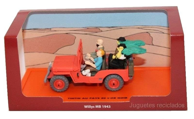 Tintin Nella terra del nero Auto Jeep willys MB 1943 1:43 Herge Milu Atlas - Immagine 2 di 3