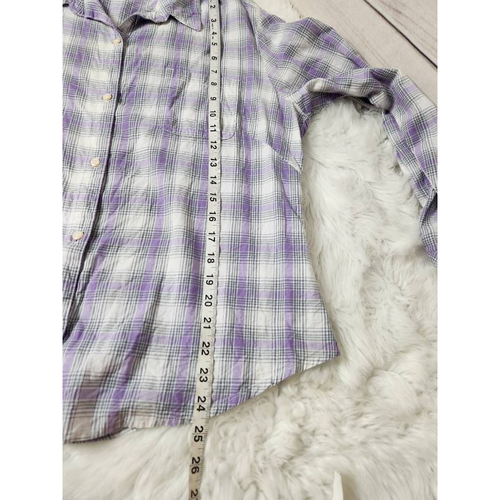 Riders By Lee Womens Button Down Shirt Purple Plaid Long Sleeve Collar Pocket XL - 第 4/6 張圖片