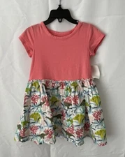 TUCKER + TATE Girls Dress In Ivory Egret Dinosaur Floral Size 3 NEW