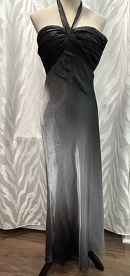 VTG-NWT Cache Black/Silver Ombré Strappy Open Back Satin Y2K Gown 4