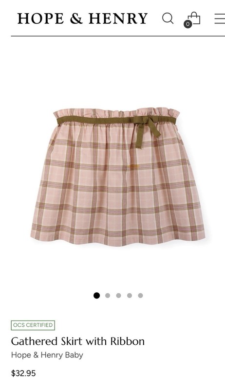 Hope & Henry Gathered Skirt With Ribbon Size 6