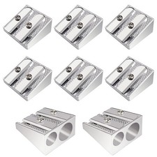 8 Pcs Metal Handheld Manual Pencil Sharpeners with Double Holes, Manual Penci...