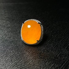 Real Natural Inlay Ice Yellow Burmese Jade Jadeite pigeon egg Amulet Rings