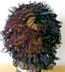 2 VTG ANTIQUE LACE CAPS HAIR NETS BED LINGERIE ROLLERS PASTELS & BLACK/DARK BRN