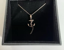 Kasun London 925 Sterling Silver/Rose Gold Plated ‘Black Sea’ Anchor Pendant